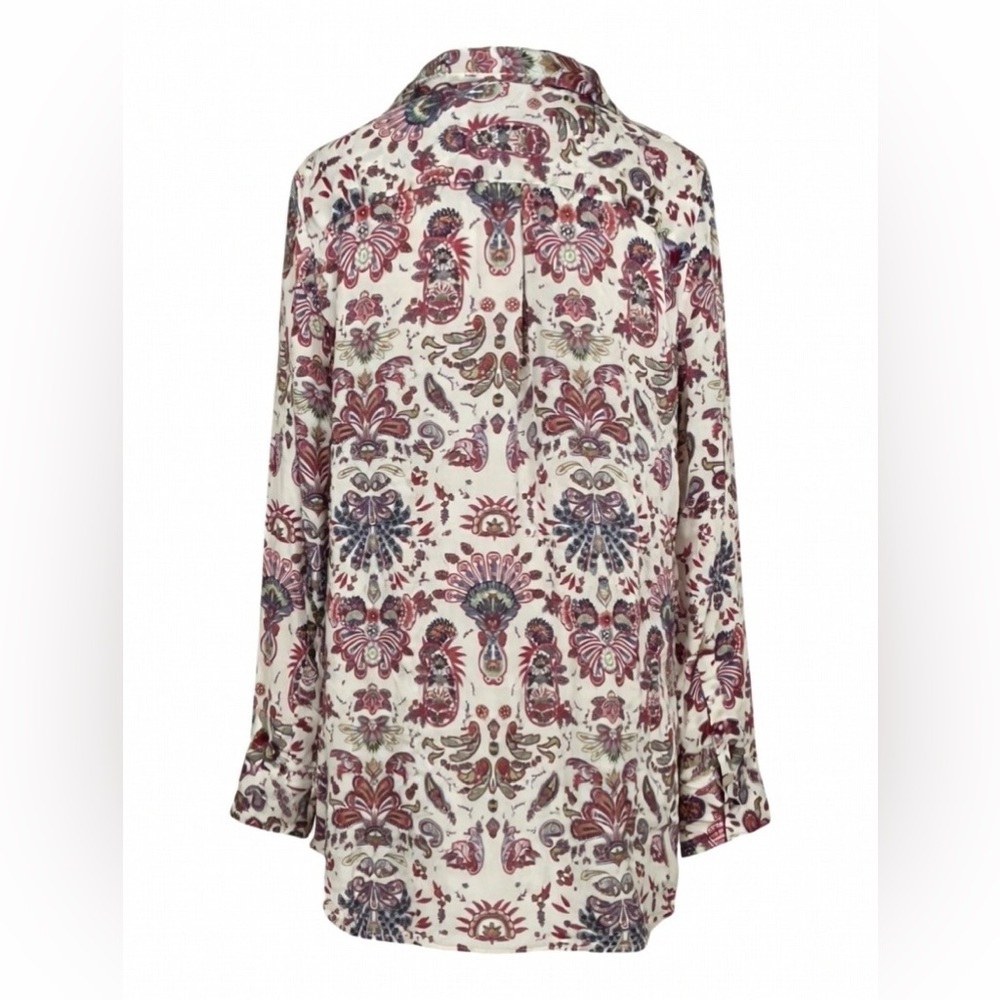 Vero Moda Grande Paisley Print Partial Button Tunic Blouse | Size Large - Picture 3 of 4